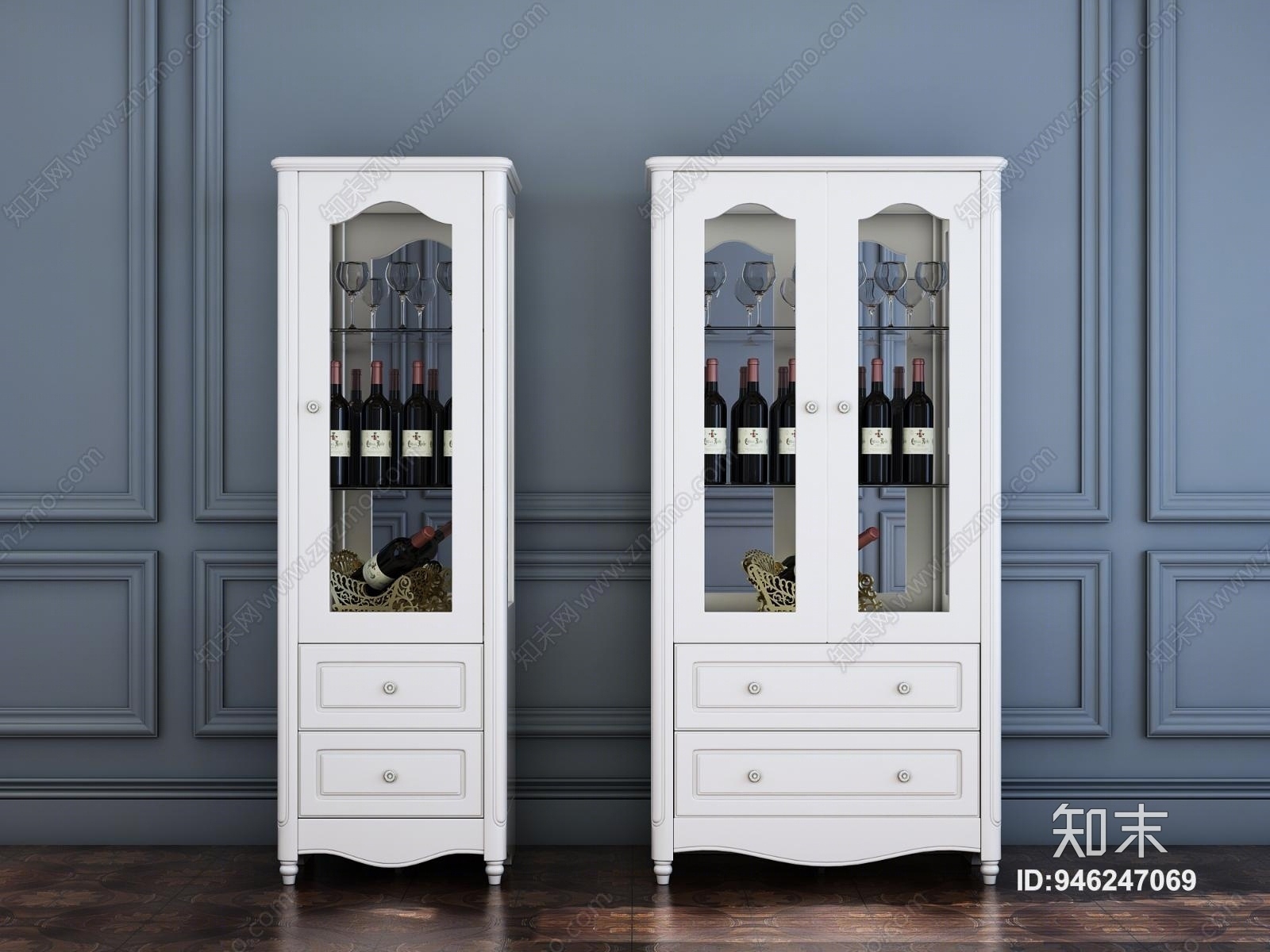 简欧酒柜组合3D模型下载【ID:946247069】