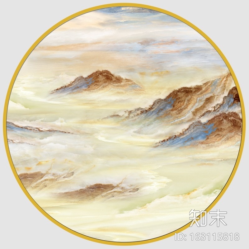 新中式大理石纹意境山水装饰画贴图下载【ID:163115818】