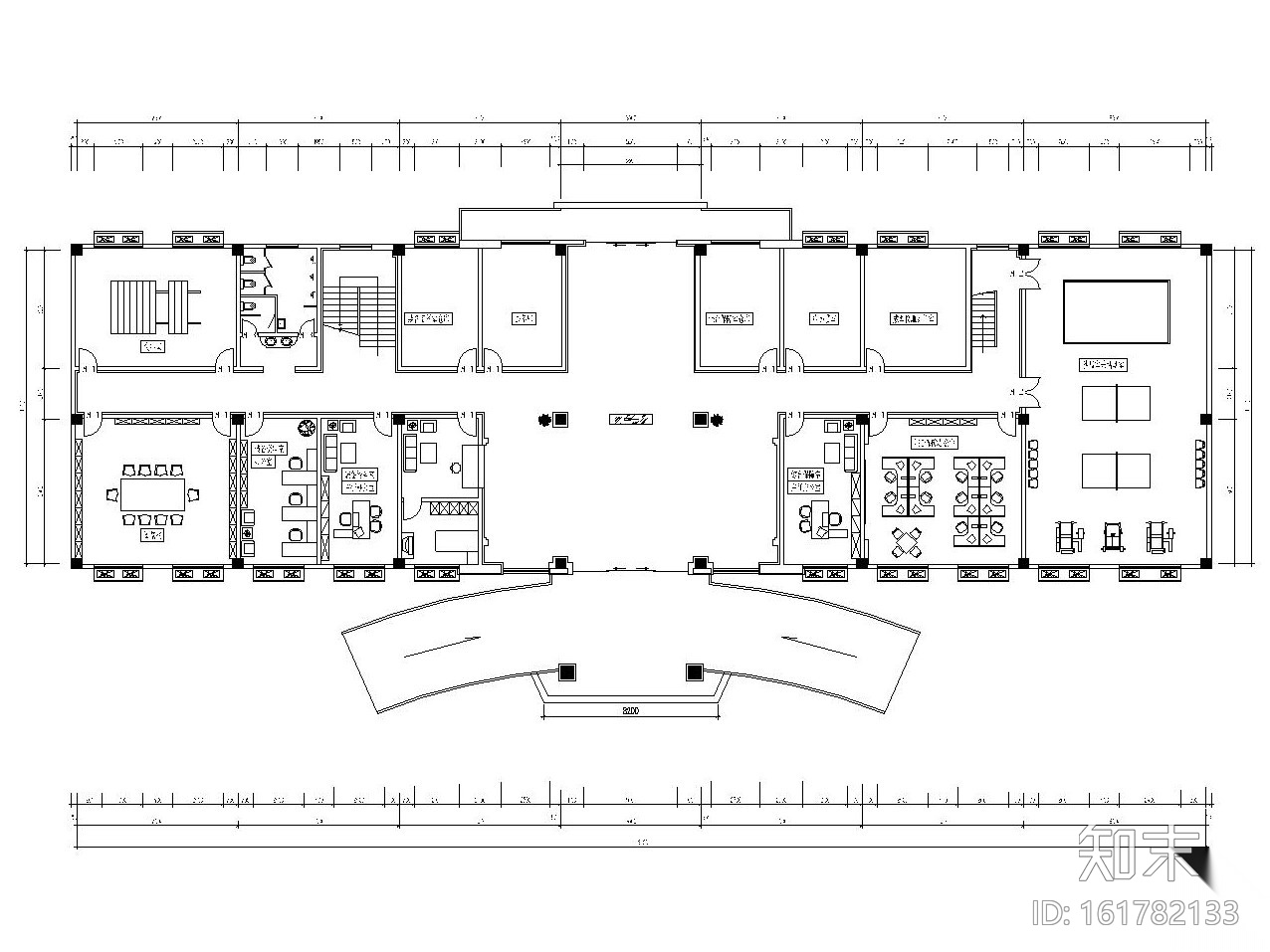 现代简约风格综合办公楼室内装修施工图（附效果图）cad施工图下载【ID:161782133】