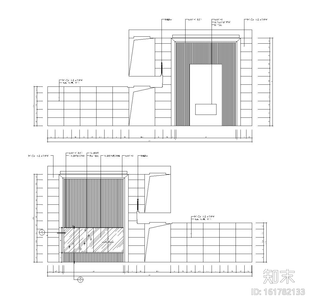 现代简约风格综合办公楼室内装修施工图（附效果图）cad施工图下载【ID:161782133】