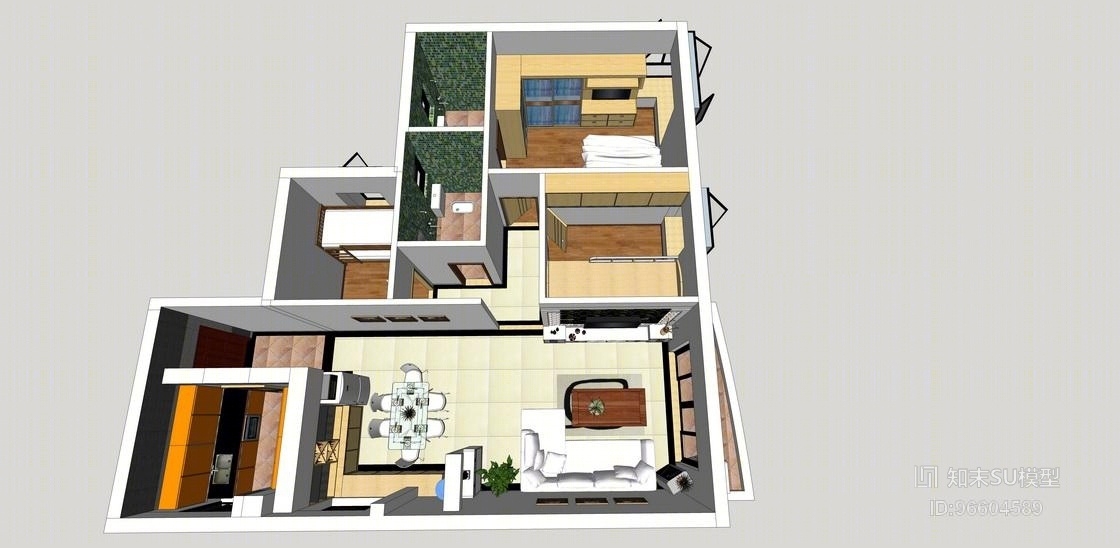 单身公寓SU模型下载【ID:96604589】