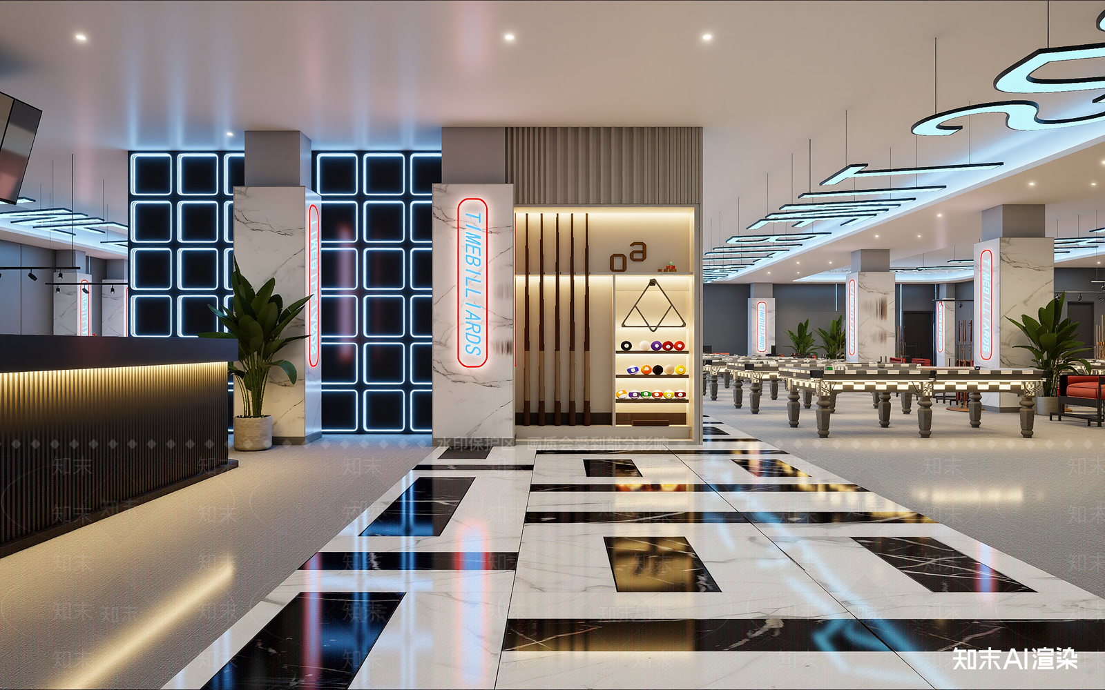 现代台球室3D模型下载【ID:1214708806】