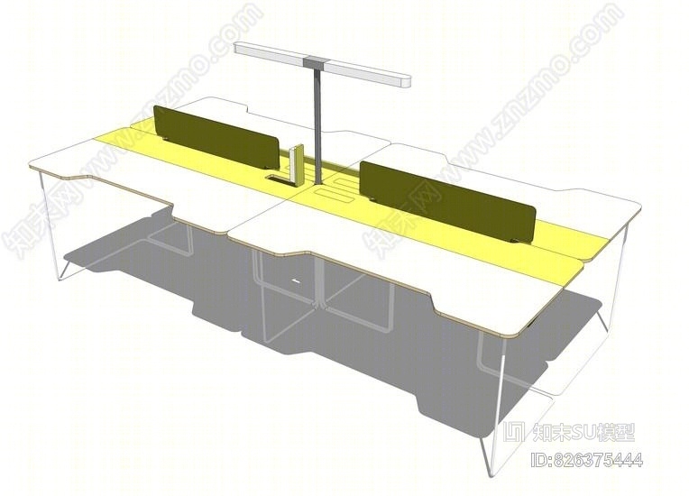 电脑桌椅工作卡位SU模型下载【ID:826375444】