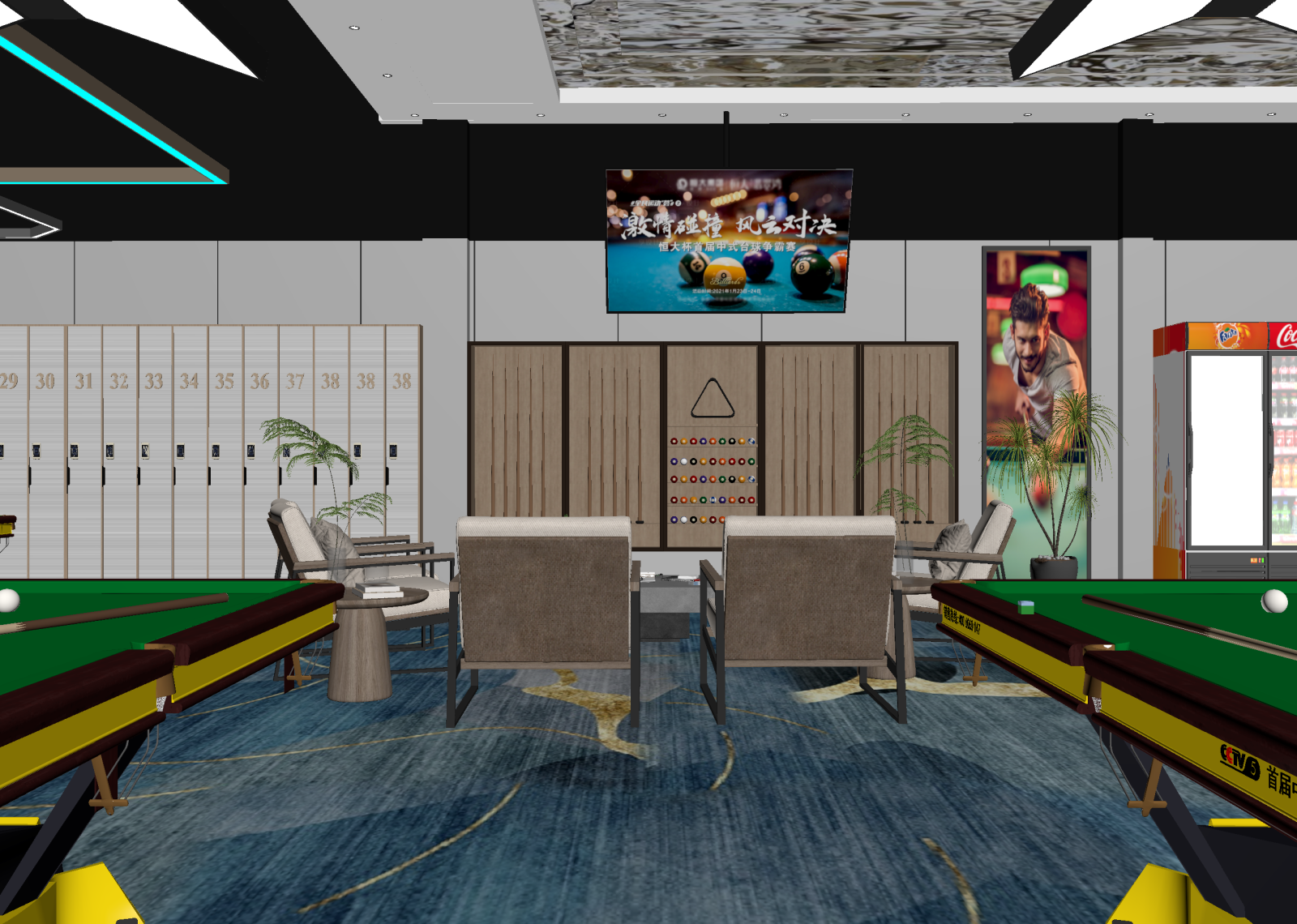 现代台球室3D模型下载【ID:1214930527】