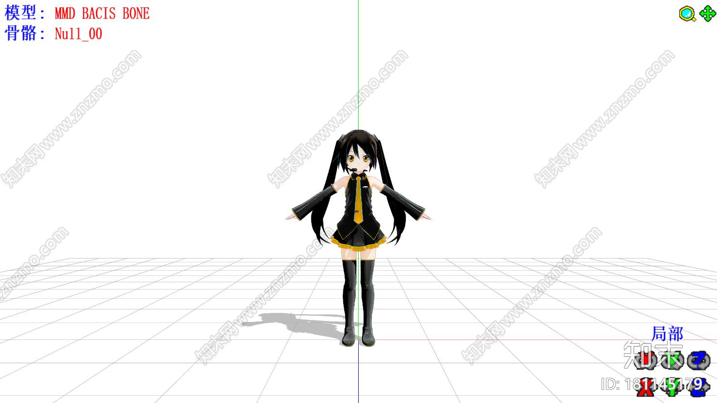 初音未来Miku黑色双马尾mmd模型下载【ID:181145179】