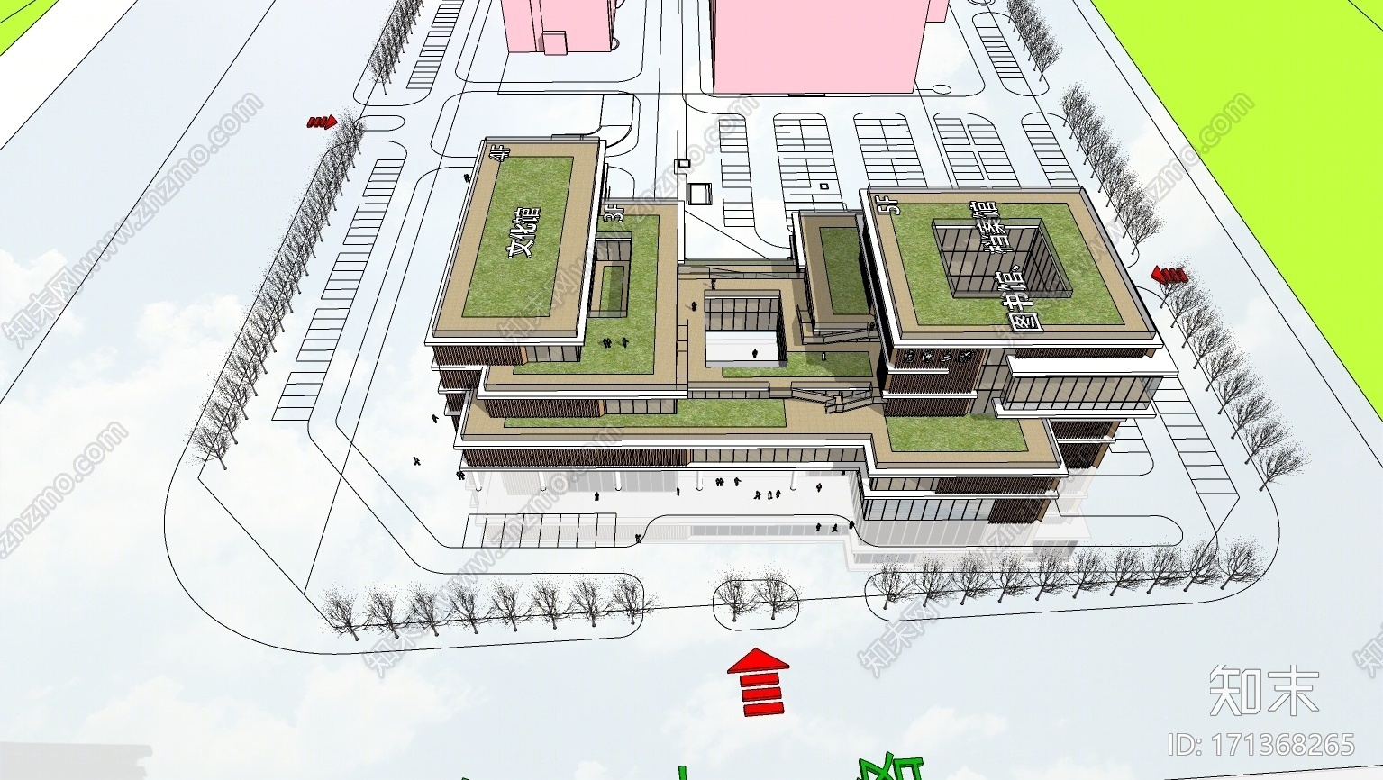 现代文化馆SU模型下载【ID:171368265】