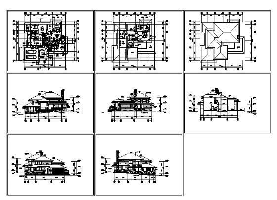 某二层坡地别墅建筑设计方案图cad施工图下载【ID:149920184】