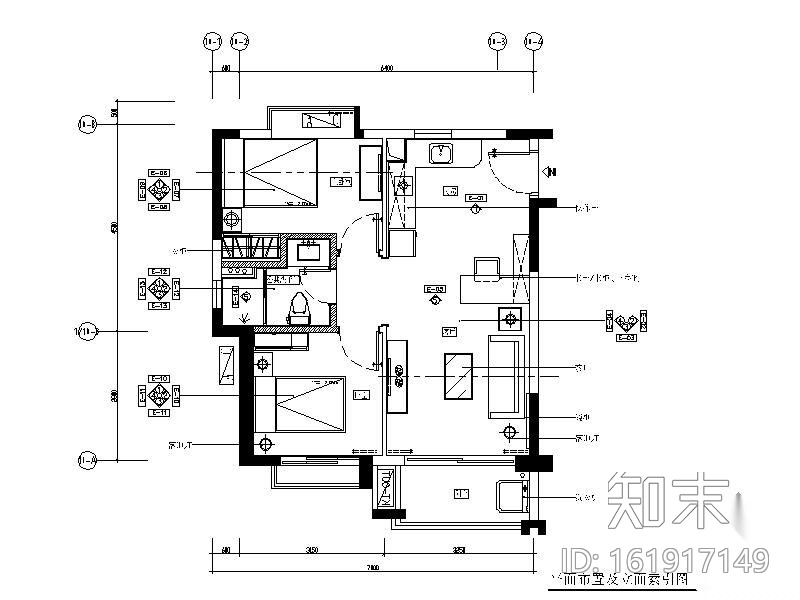 [广东]某商品房小户型两居室施工图6期cad施工图下载【ID:161917149】