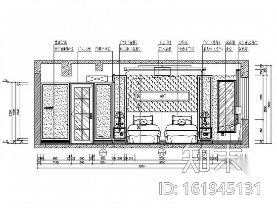 [杭州]高档连锁酒店新古典标间装修图（含效果）施工图下载【ID:161945131】