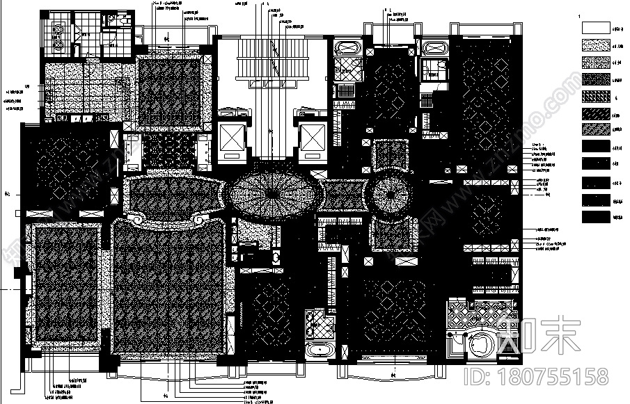 [北京]邱德光星河湾A3型样板房平面配置施工图（附实景图...cad施工图下载【ID:180755158】