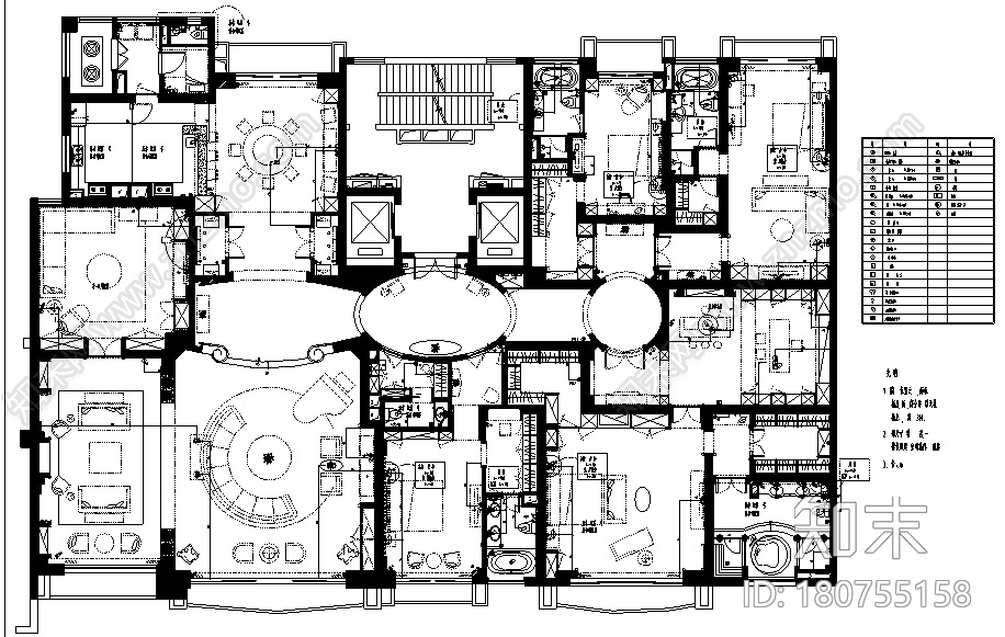 [北京]邱德光星河湾A3型样板房平面配置施工图（附实景图...cad施工图下载【ID:180755158】