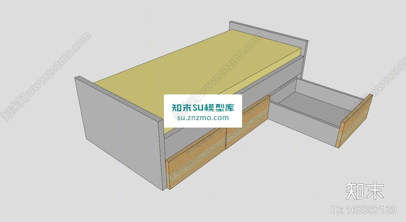 单人床宜家储物床SU模型下载【ID:162387129】