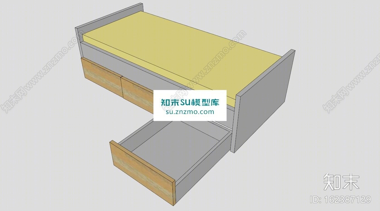 单人床宜家储物床SU模型下载【ID:162387129】