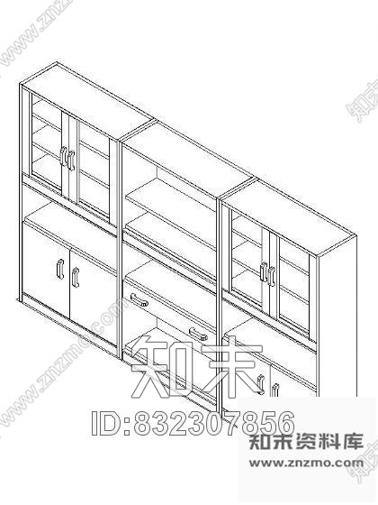 图块/节点书柜CAD三维图块8施工图下载【ID:832307856】