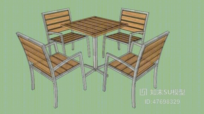 休闲桌椅组合SU模型下载【ID:47698329】