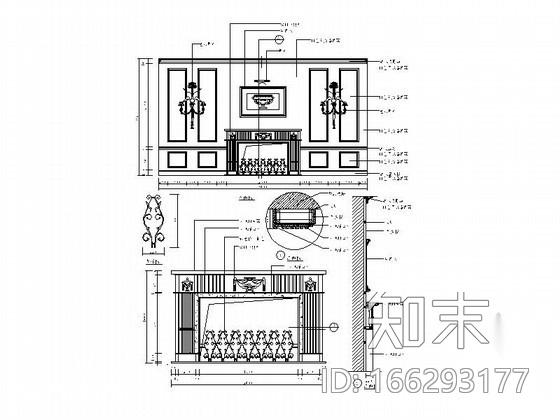 欧式壁炉CAD大样图下载cad施工图下载【ID:166293177】