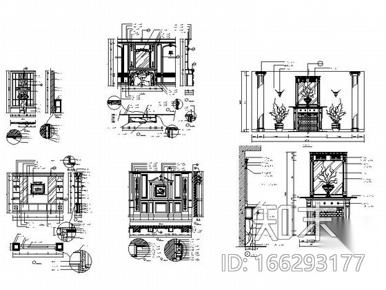 欧式壁炉CAD大样图下载cad施工图下载【ID:166293177】