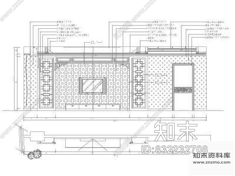 图块/节点中式背景墙立面cad施工图下载【ID:832232708】