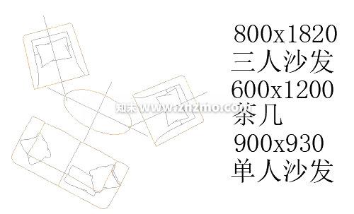 沙发茶几cad施工图下载【ID:180287197】