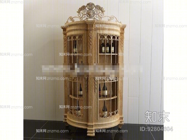 欧式古典金色铁艺酒柜3D模型下载【ID:92804604】