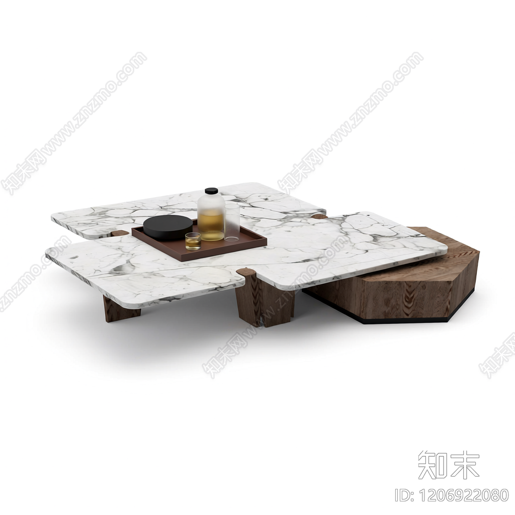 大理石拼接茶几组合3D模型下载【ID:1206922080】