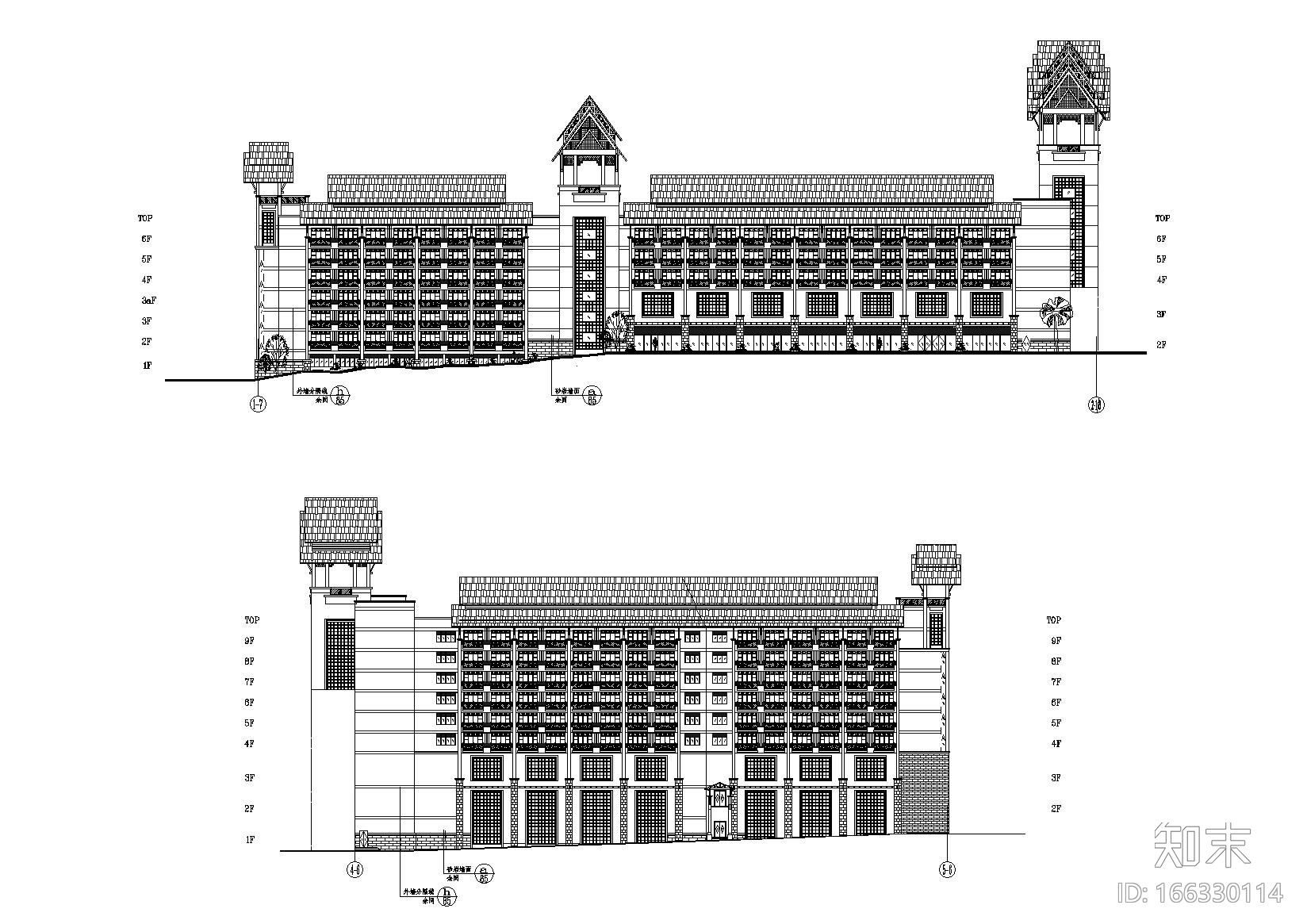 东莞六层现代花园酒店建筑工程项目施工图cad施工图下载【ID:166330114】