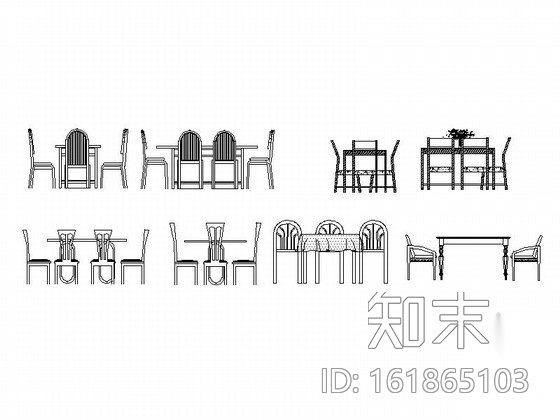 时尚现代餐桌CAD图块下载施工图下载【ID:161865103】