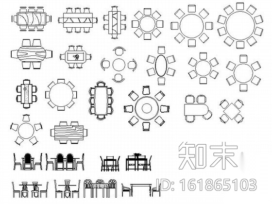 时尚现代餐桌CAD图块下载施工图下载【ID:161865103】