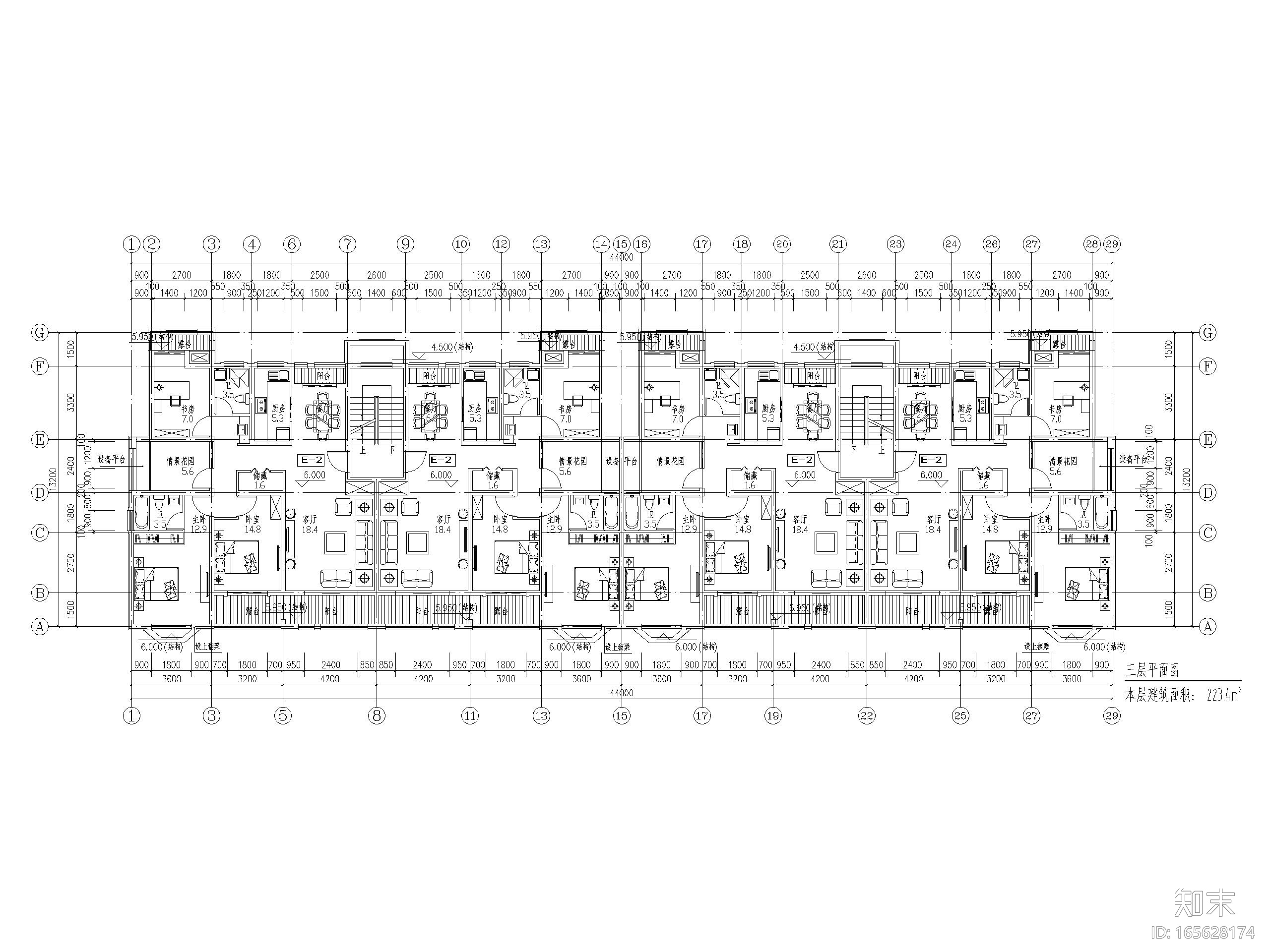 14套多层洋房平面户型设计（CAD）施工图下载【ID:165628174】