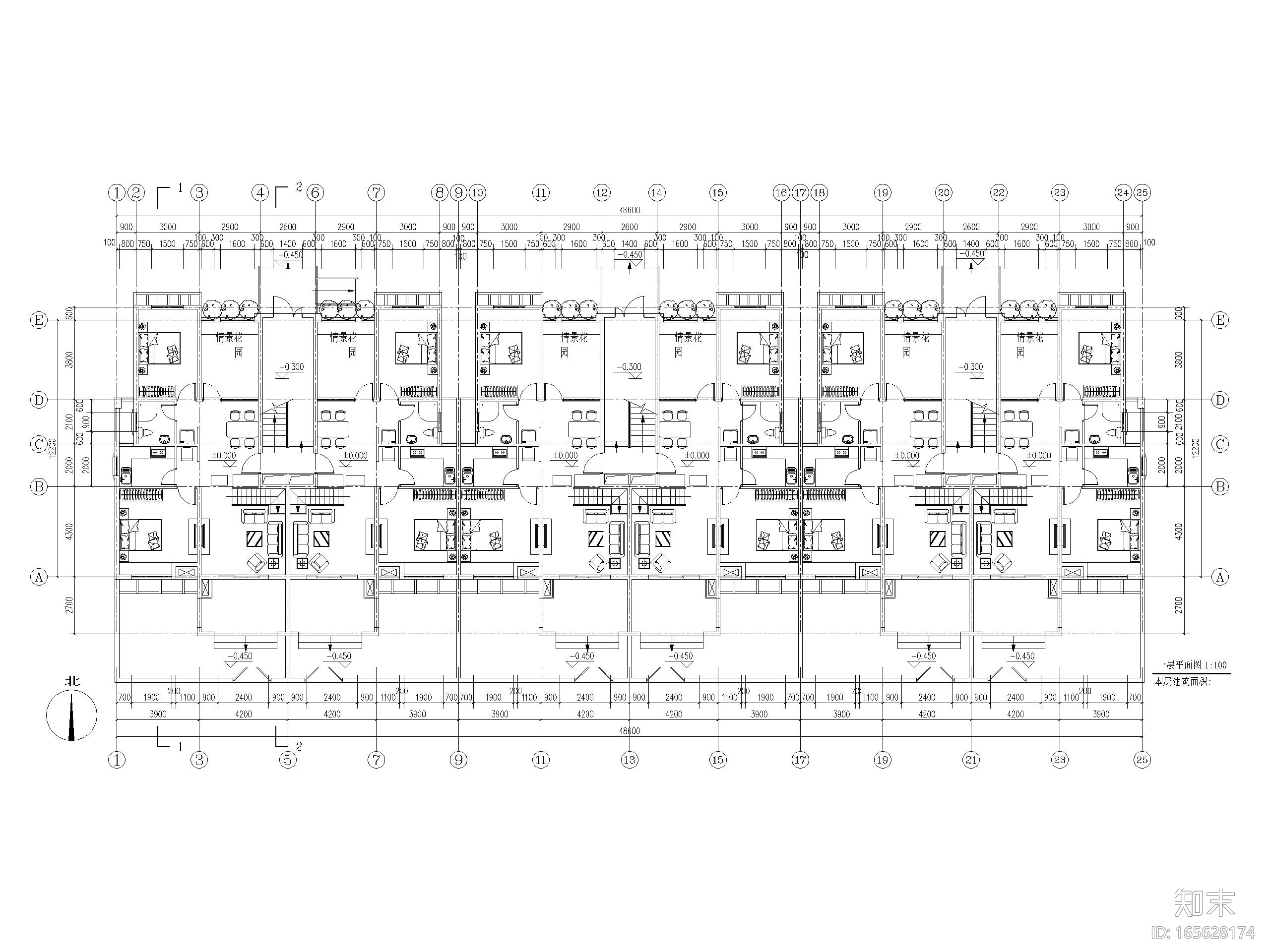 14套多层洋房平面户型设计（CAD）施工图下载【ID:165628174】