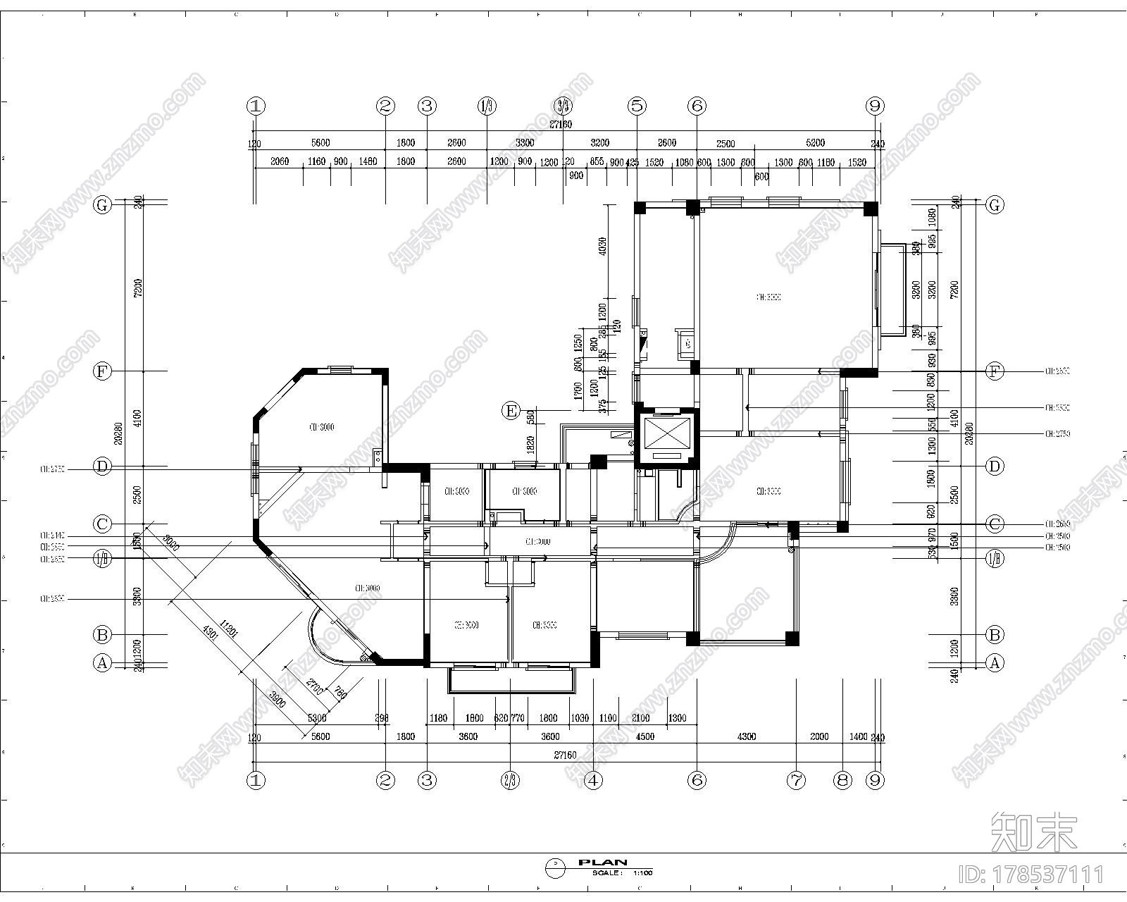 [青岛]现代欧式3居室全套CAD施工图施工图下载【ID:178537111】