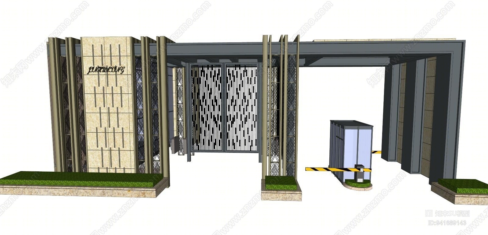 新中式特色大门SU模型下载【ID:941689143】