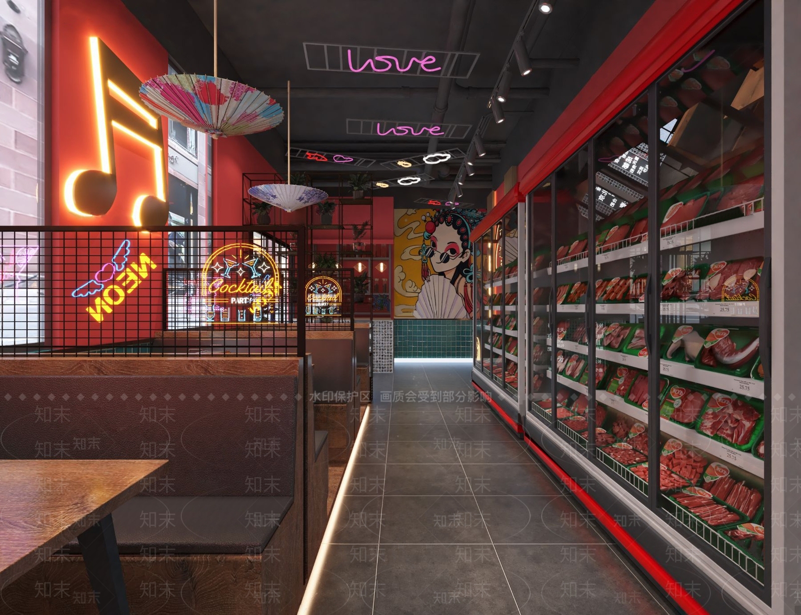 现代国潮烧烤店3D模型下载【ID:1102602996】