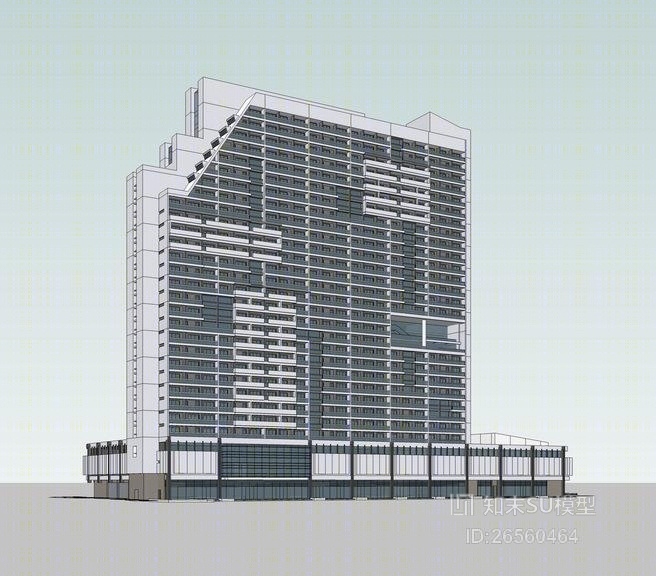 现代商住楼SU模型下载【ID:26560464】