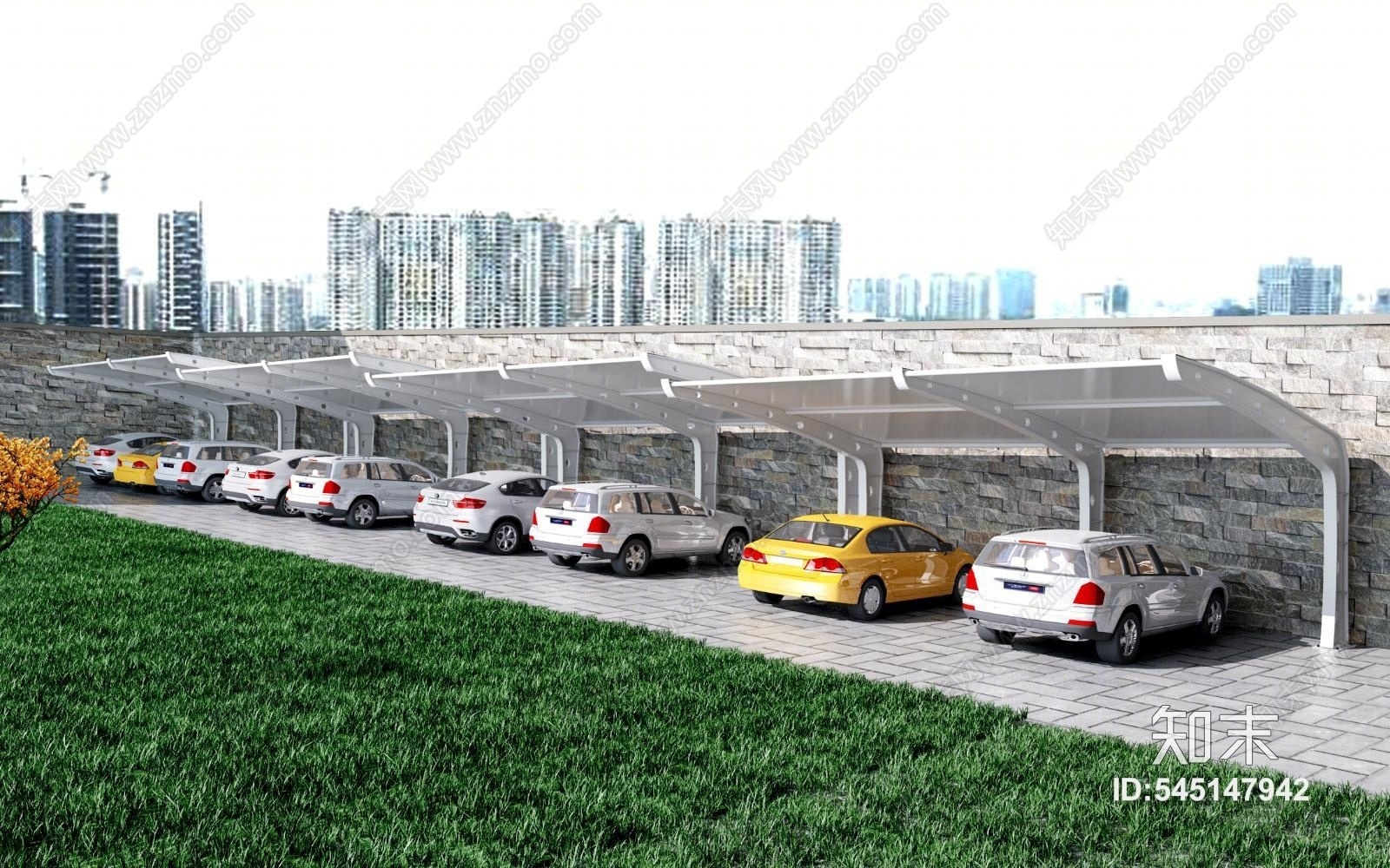 现代车棚3D模型下载【ID:545147942】