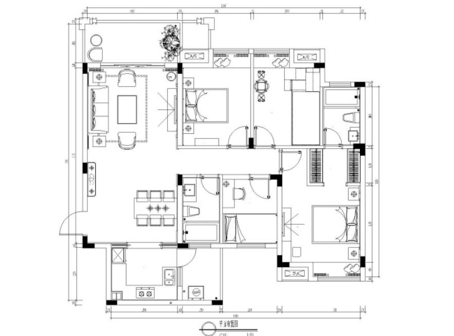 [广西]阳朔彰泰十里春风T4样板间施工图cad施工图下载【ID:180486176】