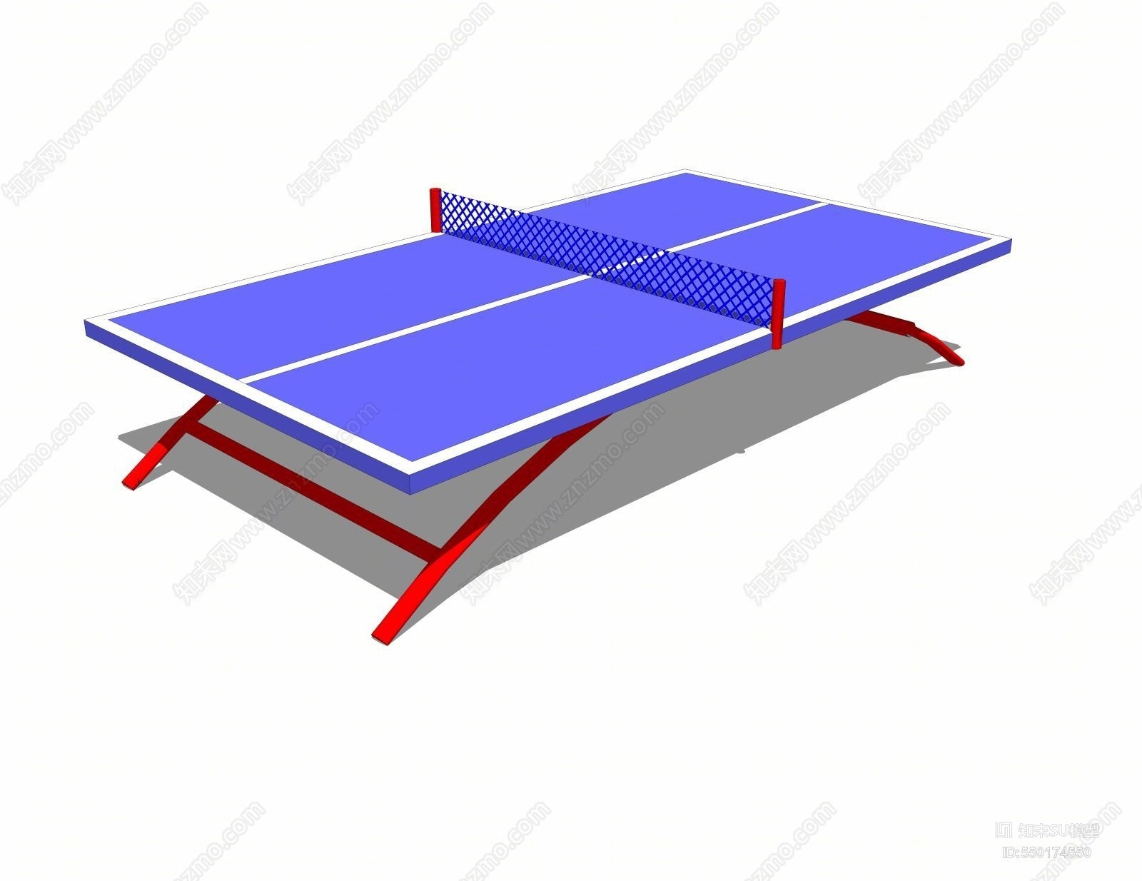 现代风格乒乓球桌SU模型下载【ID:550174550】