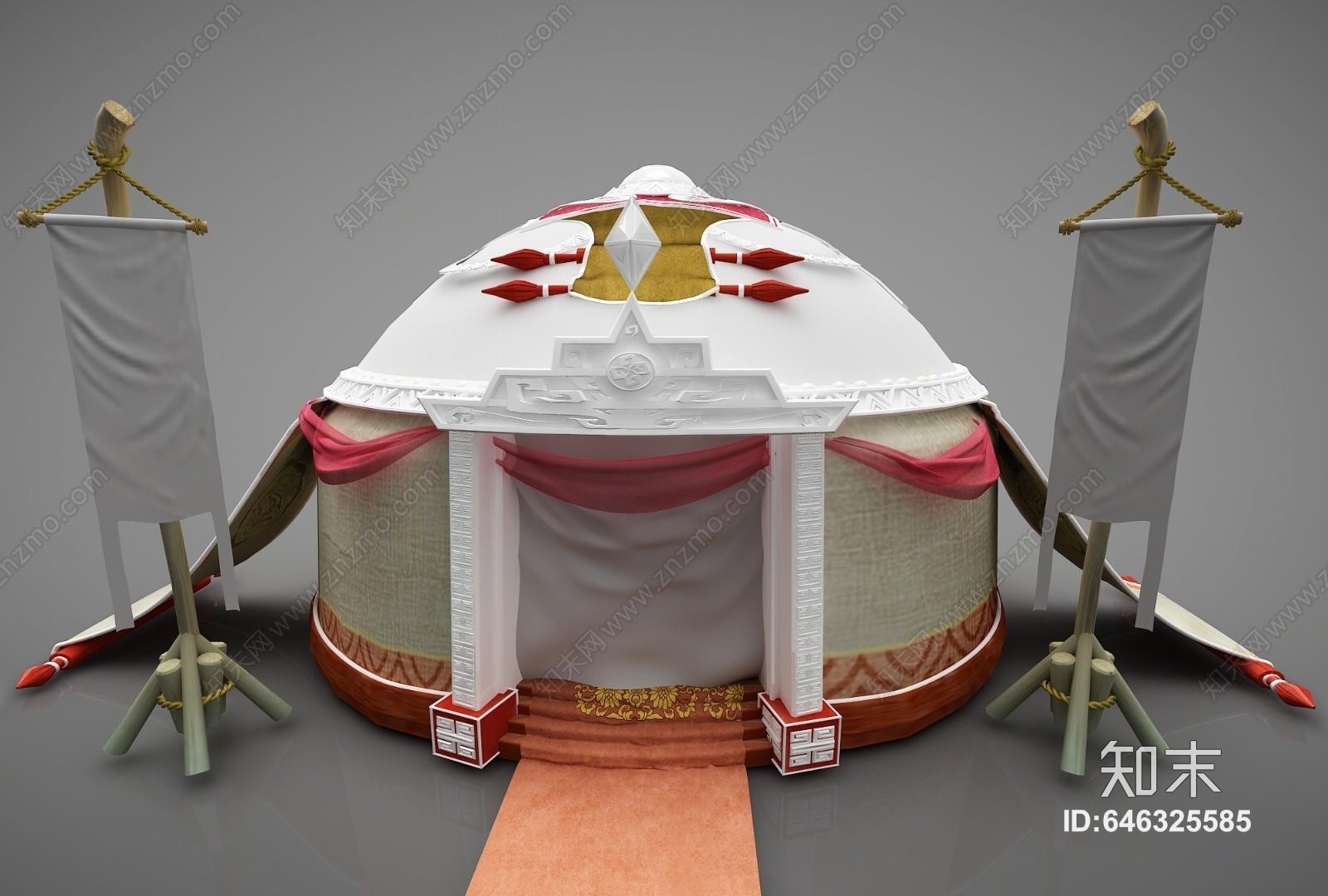 现代风格蒙古包3D模型下载【ID:646325585】