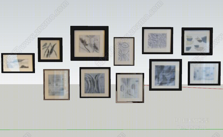 中式壁画SU模型下载【ID:942525318】