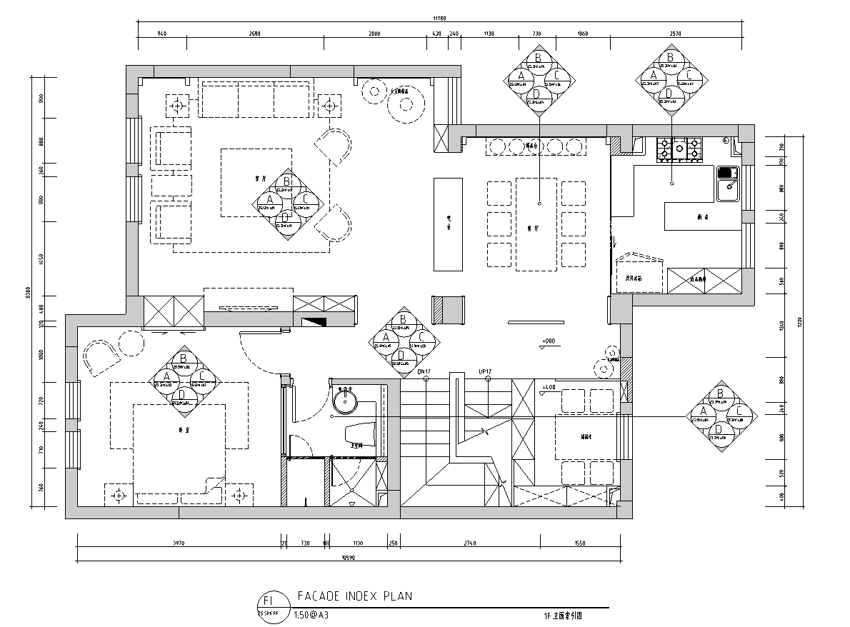 [江苏]苏州260㎡三层别墅施工图_附效果图cad施工图下载【ID:180357119】