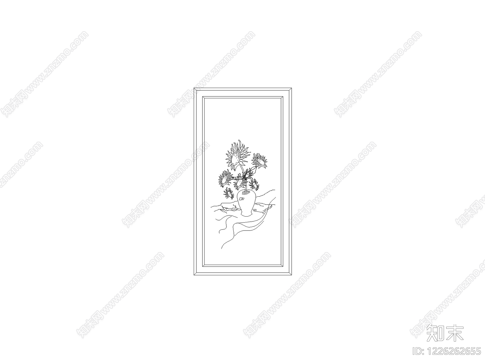 陈设类立面挂画cad施工图下载【ID:1226262655】