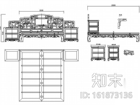 明清古典家具高低床cad施工图下载【ID:161873136】