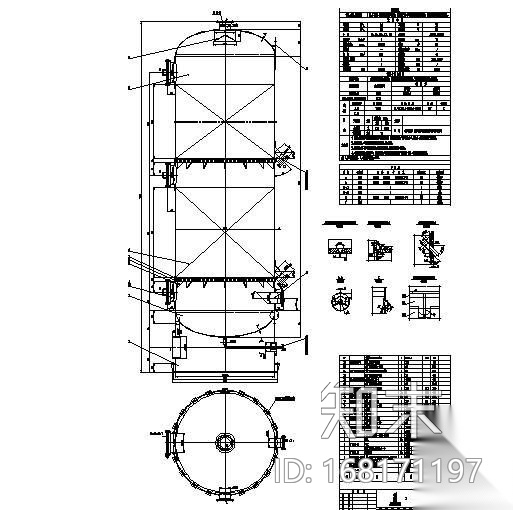 碳化后精脱硫气体塔装配图cad施工图下载【ID:168171197】