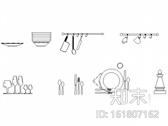 厨房厨具摆设cad施工图下载【ID:161807162】