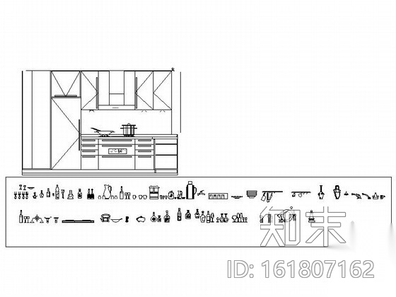 厨房厨具摆设cad施工图下载【ID:161807162】