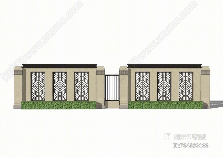 欧式镂空景墙SU模型下载【ID:734832033】