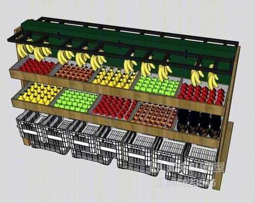 超市果蔬货架SU模型下载【ID:96623546】