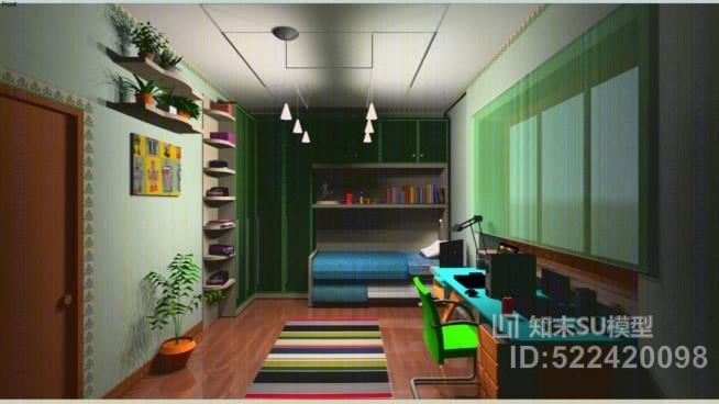 婴儿3卧室SU模型下载【ID:522420098】