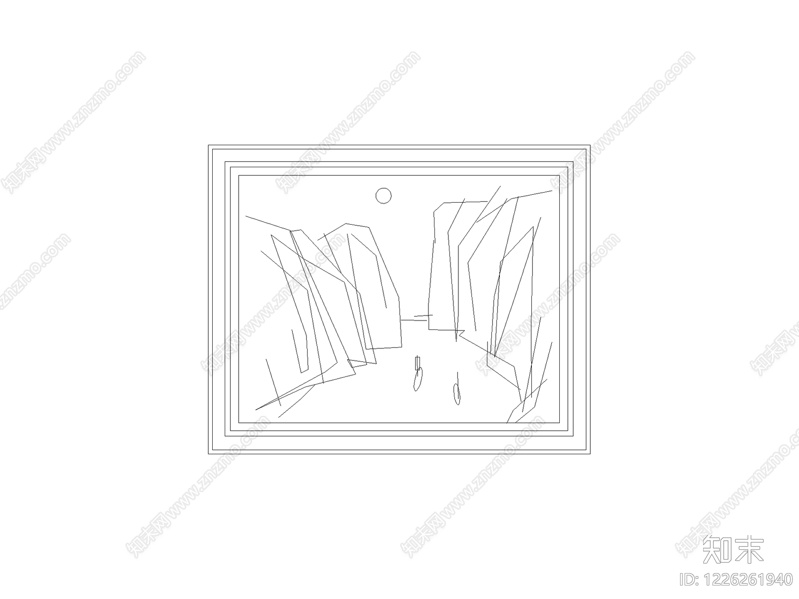 陈设类立面挂画cad施工图下载【ID:1226261940】