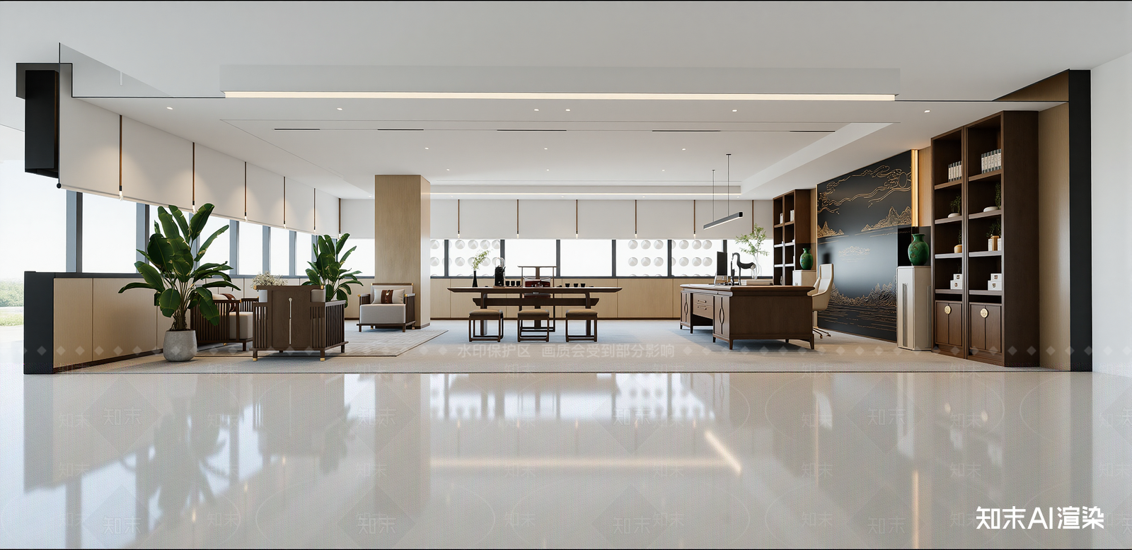 新中式办公区SU模型下载【ID:1215985467】